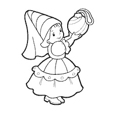 página para colorir: Fada menina com uma bola no traje de um Ano Novo