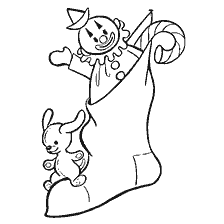 página para colorir: Meias de Natal com um palha&ccedil;o e uma lebre