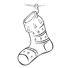 página para colorir: Meia de Natal com padr&otilde;es e &aacute;rvores de Natal