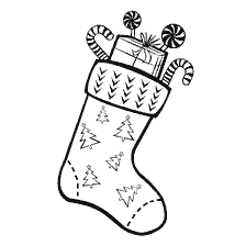 página para colorir: Meia de Natal colorida com presentes