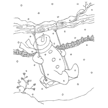 página para colorir: Snowman balan&ccedil;a em balan&ccedil;o na paisagem de inverno