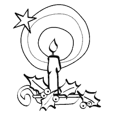 página para colorir: Colorir com uma vela de Natal e sprigs de uma lista afiada
