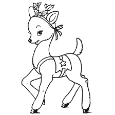página para colorir: Desenho de um veado em uma roupa de Natal