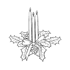 página para colorir: Colorir velas de Natal com bagas festivas e folhas