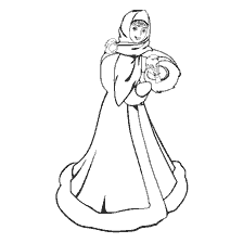 página para colorir: A Donzela de Neve com Bijuteria de Inverno