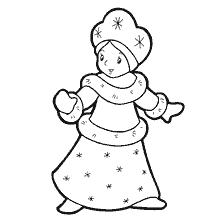 página para colorir: Donzela de neve no vestido de inverno para colorir