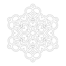 página para colorir: Colorir flocos de neve com cora&ccedil;&otilde;es