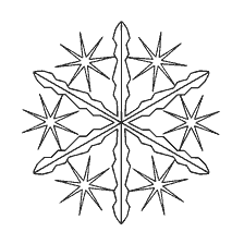 página para colorir: Colorir floco de neve com forma de oito pontos e estrelas