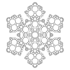 página para colorir: Desenho de um floco de neve fractal para colorir