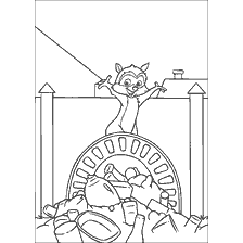 coloring page: Coloring Forest Bratva with animals and construction debris