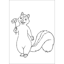 coloring page: Skunk with a flower from the cartoon Forest Bratva