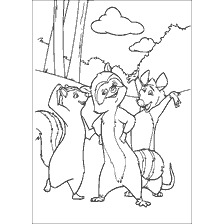 coloring page: Coloring with the characters of the Forest Brother: Erjay and two girls