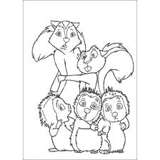 coloring page: Skunk, squirrel and porcupines from the Forest Bratva