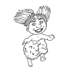 pagina da colorare: Sandy della famiglia Croods, libro da colorare per i bambini