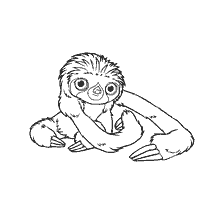 pagina da colorare: Kushak è un grazioso sloth dal fumetto della famiglia Croods