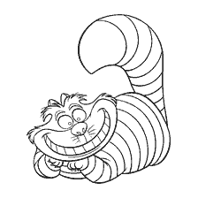 pagina da colorare: Gatto di Cheshire da Alice in Wonderland - libro da colorare