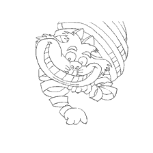 pagina da colorare: Colorazione del gatto Cheshire da Alice in Wonderland