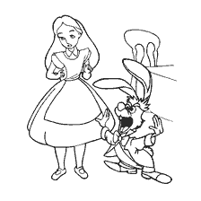 pagina da colorare: Disegno di Alice con la Lepre di Marzo da Wonderland