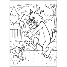 coloring page: Tom and Jerry: Tom's cat chases Jerry's mouse