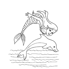 coloring page: Coloring: mermaid and dolphin