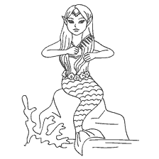coloring page: Coloring a mermaid that combs hair