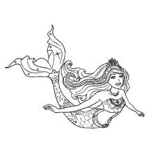 coloring page: A mermaid in the underwater world for painting