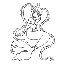 coloring page: Coloring a mermaid with long hair and tail