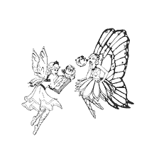 kleurplaat: Tekening van de feeën van de kristalfee van Catania en de vlinderfee Mariposa op het kleurboek
