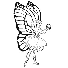 kleurplaat: Barbie fee Mariposa met vlinders op vleugels