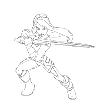 pagina da colorare: Colorare Dangerous Gamora con una spada