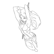 pagina da colorare: Disegno di Gamora da Guardiani della Galassia per la colorazione