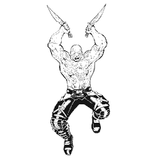 pagina da colorare: Distruggere Drax con coltelli nelle sue mani