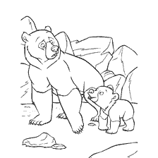 coloring page: Brother Bear with Kenai and Code