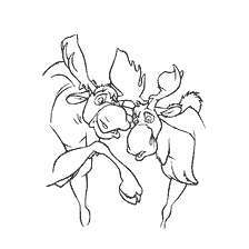 coloring page: Two friendly moose from the cartoon Brother Bear