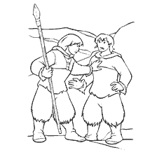 coloring page: Picture from the coloring book Brother Bear, a scene of a dispute between two characters.