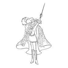 kleurplaat: Een Barbie musketier tekening met een zwaard