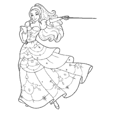 kleurplaat: Barbie Musketier met Zwaard