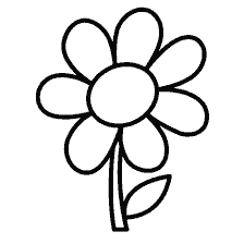 coloring page: Painted chamomile with petals and stem