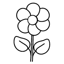 coloring page: Black and white coloring flower with leaves