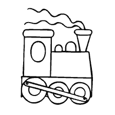 coloring page: Painting for children - steam locomotive