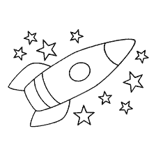 coloring page: Coloring Rocket Against Stars