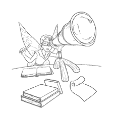 pagina da colorare: Scribble Fairy guarda attraverso un telescopio