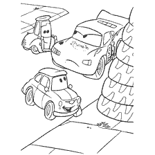 pagina da colorare: Colorazione dal cartone animato Cars: personaggi nel cortile