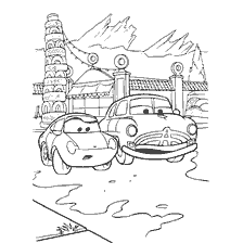 pagina da colorare: Disegni auto Sally e Hudson dal cartone animato Auto