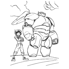 pagina da colorare: Disegno di un robot da combattimento e un personaggio del cartone animato City of Heroes