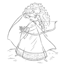 coloriage: Couleur Princesse Merida de Braveheart avec arc
