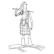 coloriage: Fils du Seigneur Mackintosh avec l'épée en main