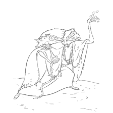 coloriage: Sorcière avec un corbeau sur les épaules du dessin animé Braveheart