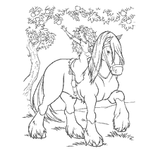 coloriage: Merida de Braveheart à cheval