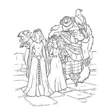coloriage: Concept art de la famille royale du dessin animé Brave coeur dans le style de coloration